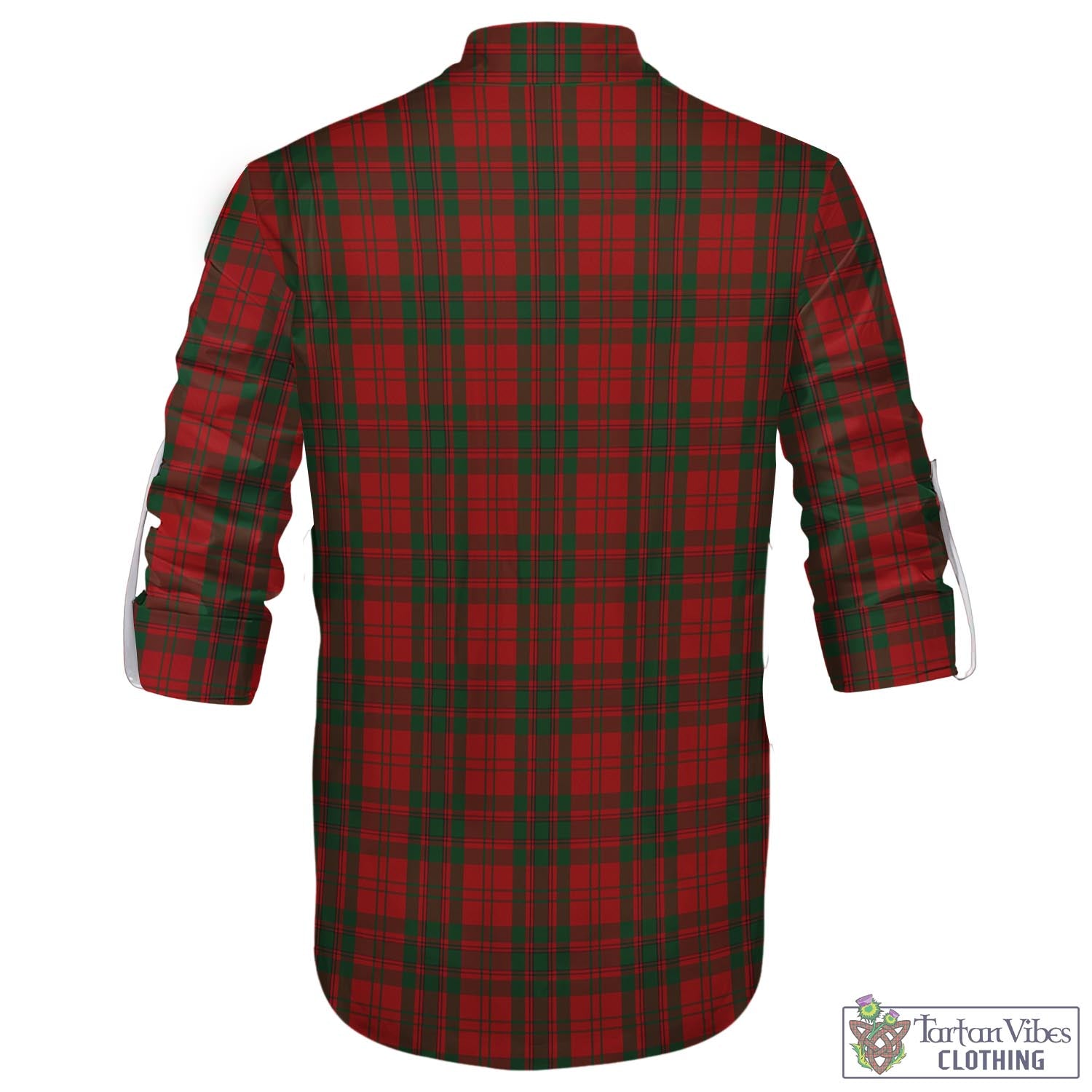 Tartan Vibes Clothing Livingston Tartan Men's Scottish Traditional Jacobite Ghillie Kilt Shirt with Family Crest