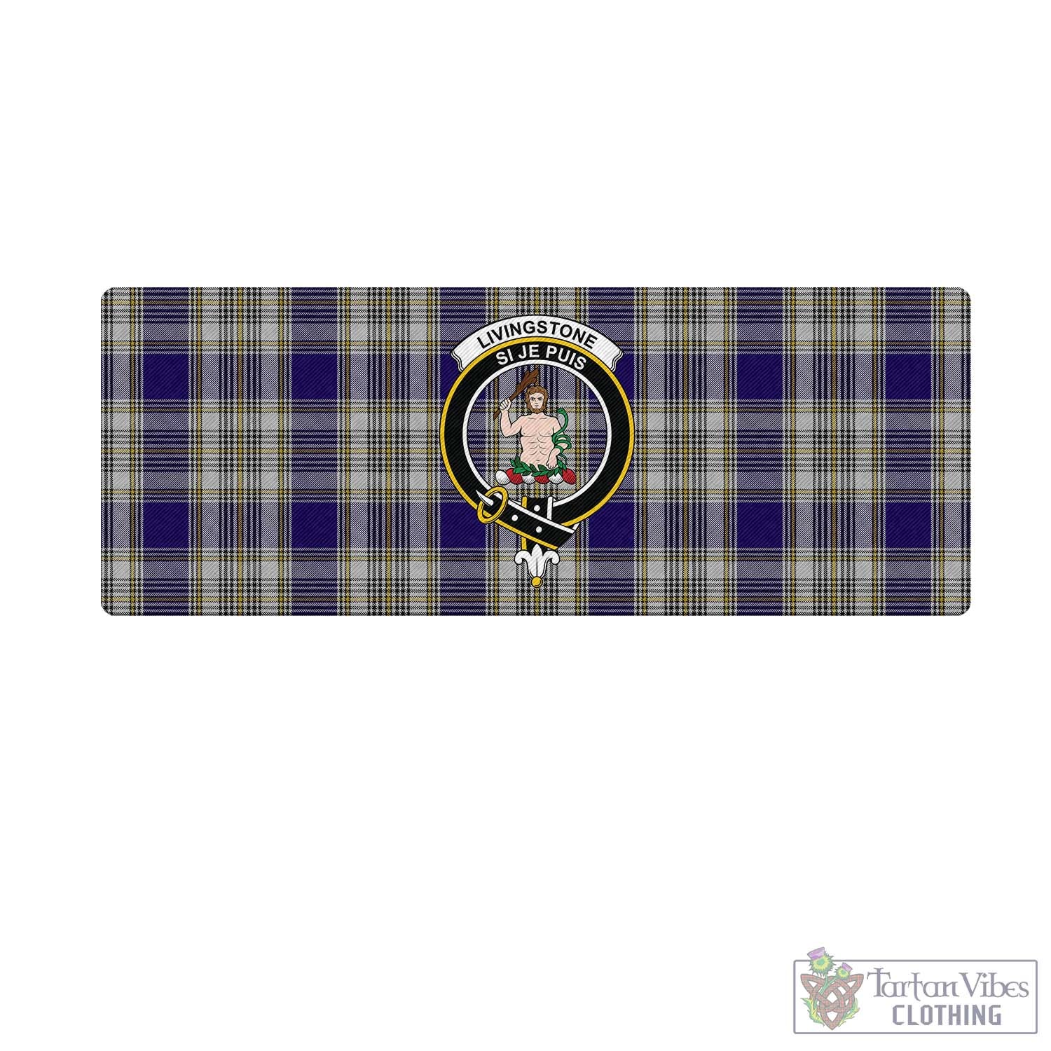 Tartan Vibes Clothing Livingston Dress Tartan Mouse Pad with Family Crest