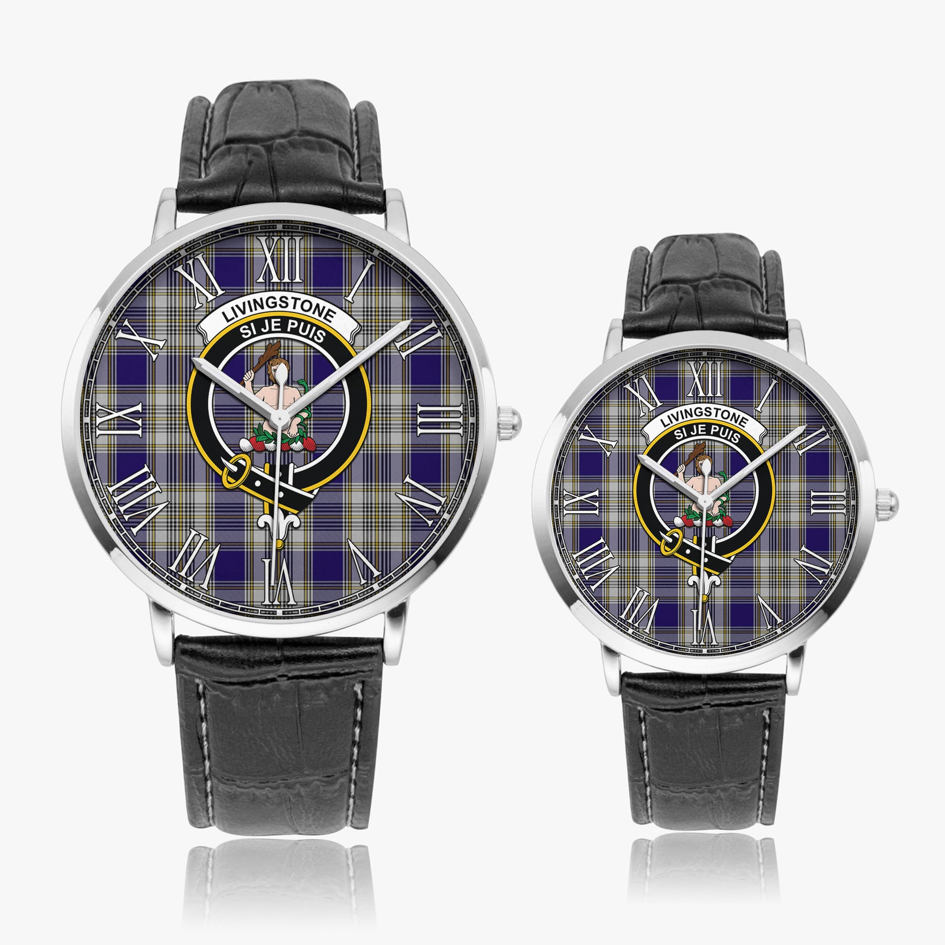 Livingston Dress Tartan Family Crest Leather Strap Quartz Watch - Tartanvibesclothing