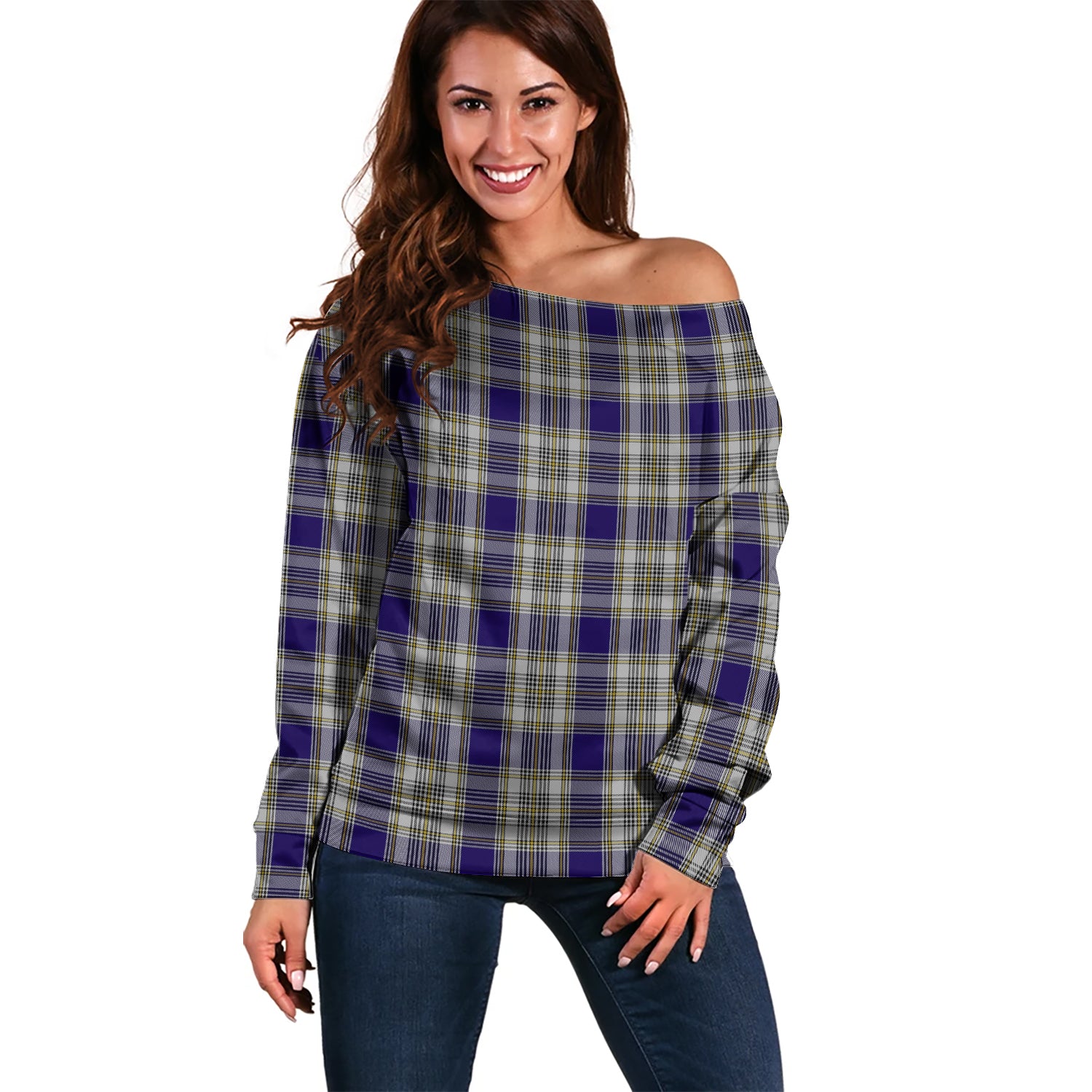 Livingston Dress Tartan Off Shoulder Women Sweater Women - Tartanvibesclothing