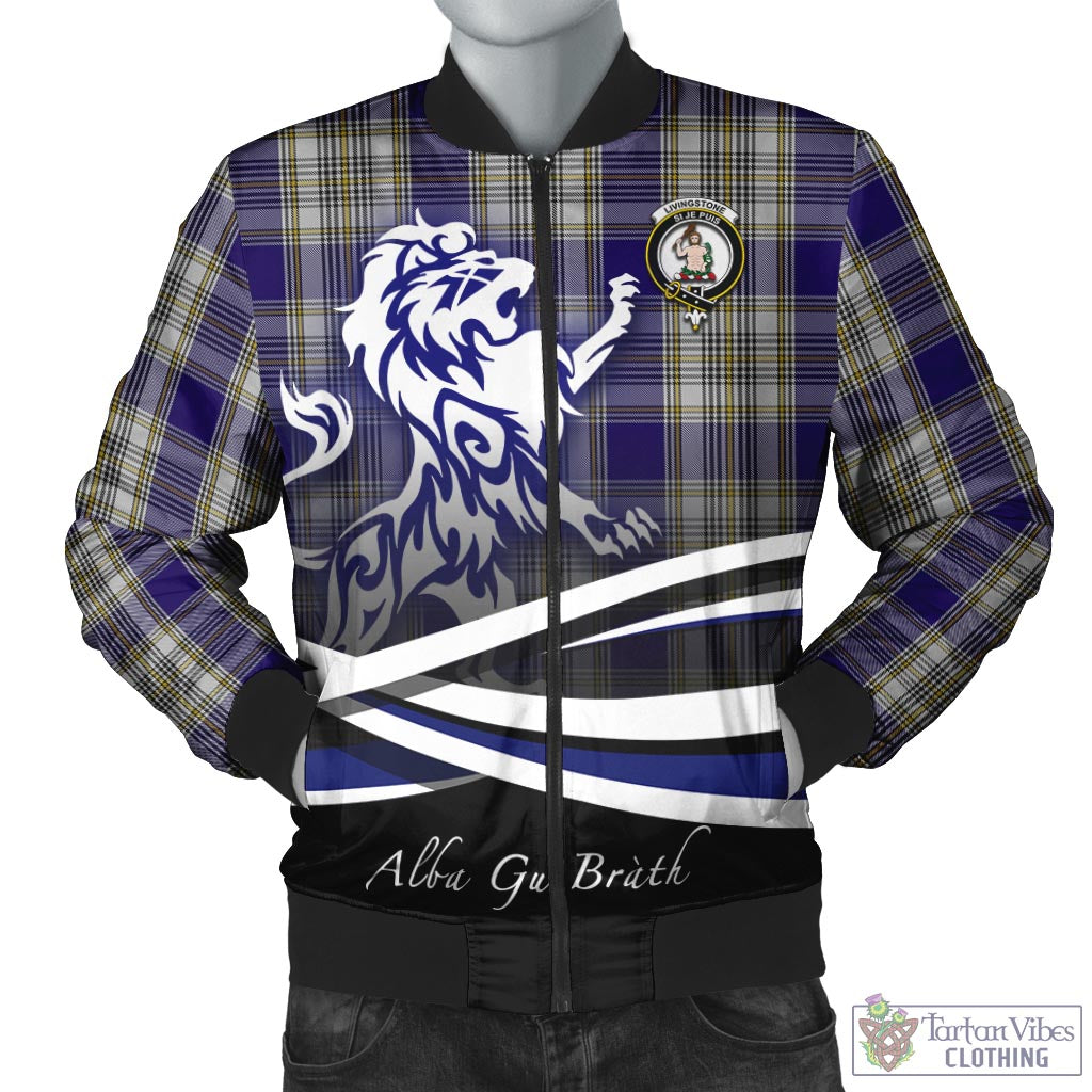 Tartan Vibes Clothing Livingston Dress Tartan Bomber Jacket with Alba Gu Brath Regal Lion Emblem