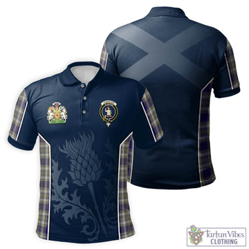 Livingstone Dress Tartan Men's Polo Shirt with Family Crest and Scottish Thistle Vibes Sport Style