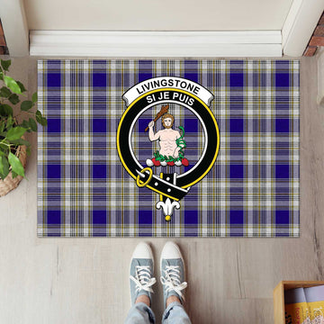 Livingstone Dress Tartan Door Mat with Family Crest