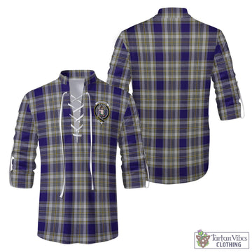 Livingstone Dress Tartan Men's Scottish Traditional Jacobite Ghillie Kilt Shirt with Family Crest