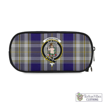 Livingstone Dress Tartan Pen and Pencil Case with Family Crest