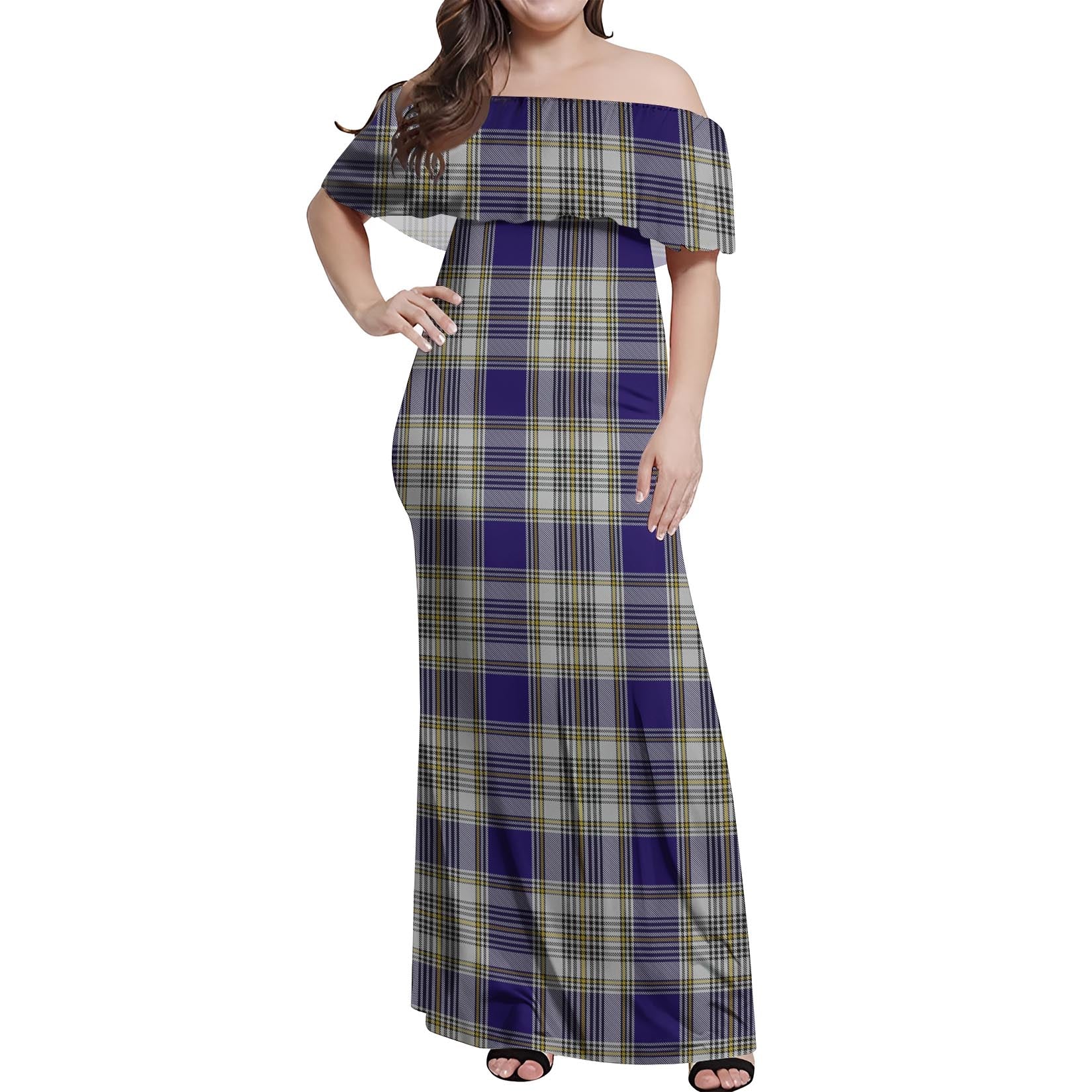 Livingston Dress Tartan Off Shoulder Long Dress Women's Dress - Tartanvibesclothing