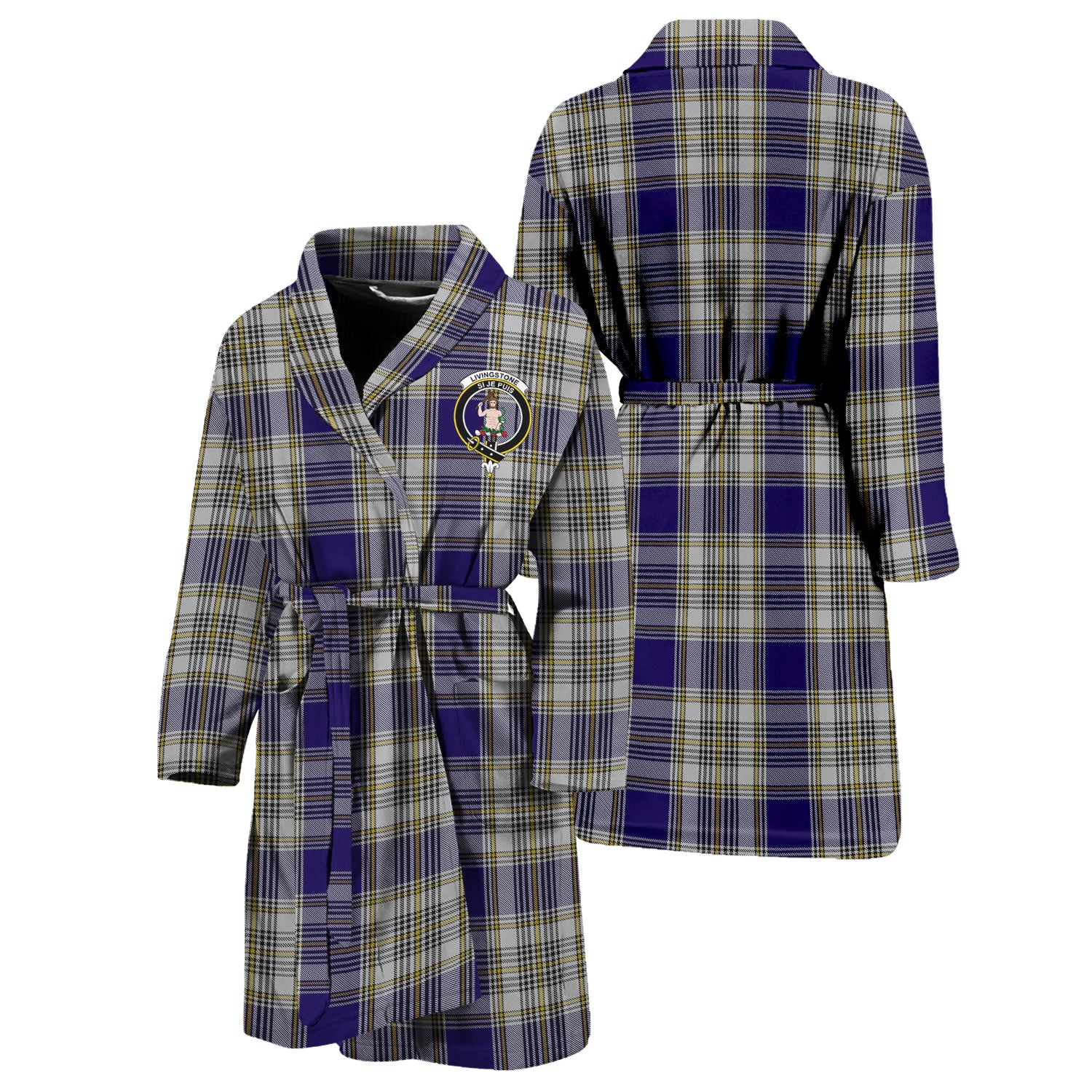 Livingstone Dress Tartan Bathrobe with Family Crest Unisex S - Tartan Vibes Clothing