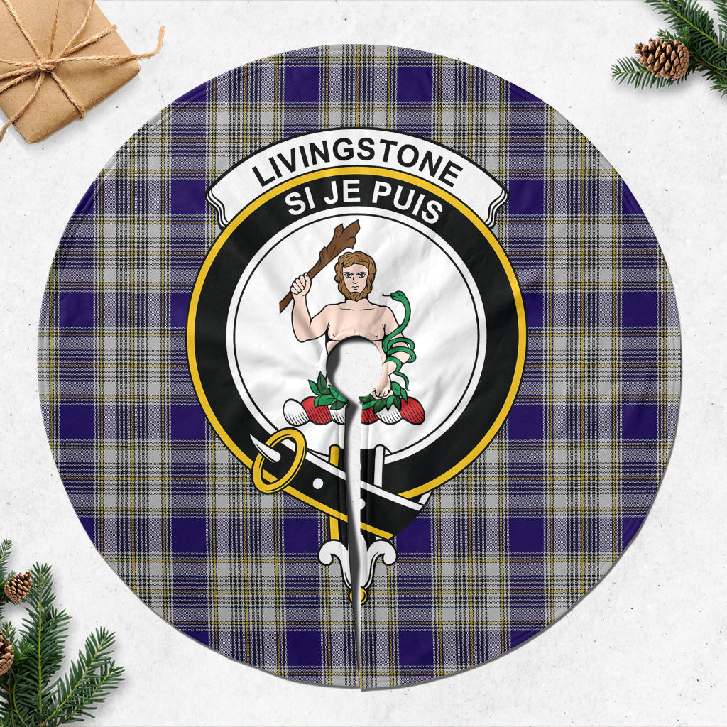 Livingston Dress Tartan Christmas Tree Skirt with Family Crest - Tartanvibesclothing