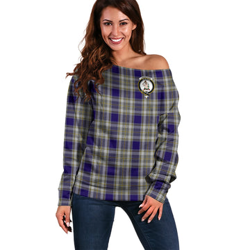 Livingstone Dress Tartan Off Shoulder Women Sweater with Family Crest