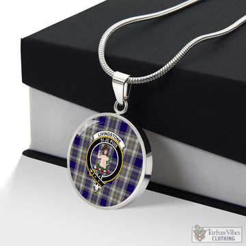 Livingstone Dress Tartan Circle Necklace with Family Crest