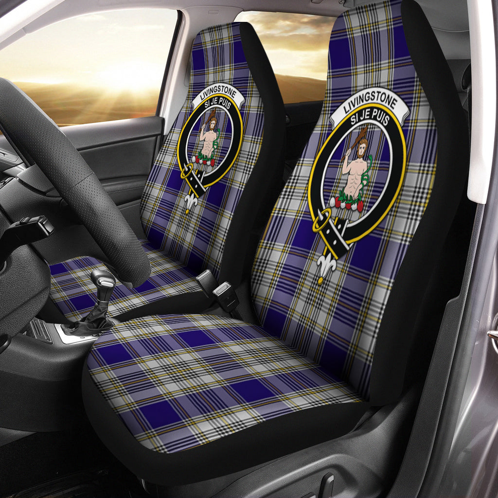 Livingston Dress Tartan Car Seat Cover with Family Crest One Size - Tartanvibesclothing