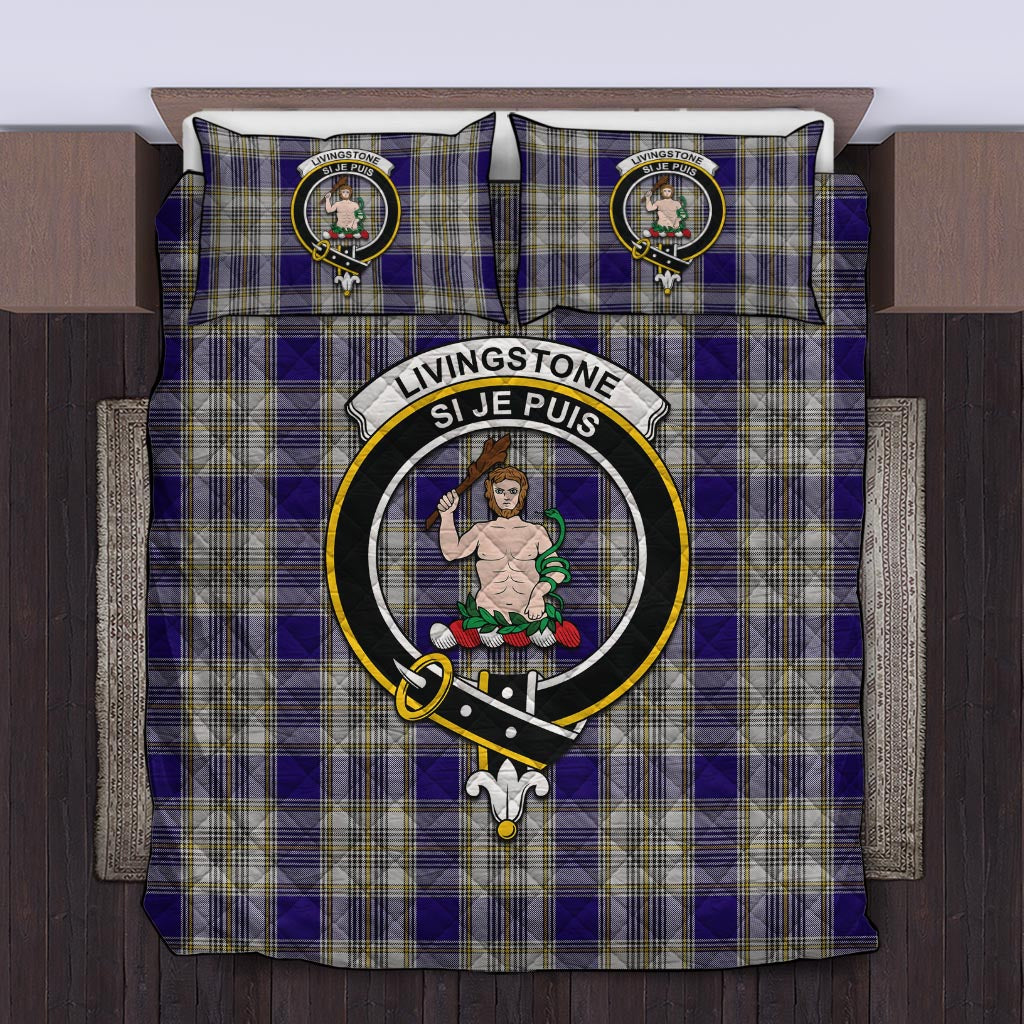 Livingstone Dress Tartan Quilt Bed Set with Family Crest Twin - Tartan Vibes Clothing