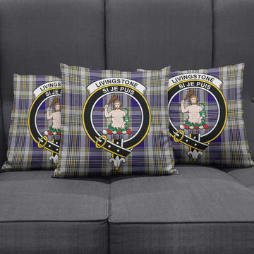 Livingstone Dress Tartan Pillow Cover with Family Crest