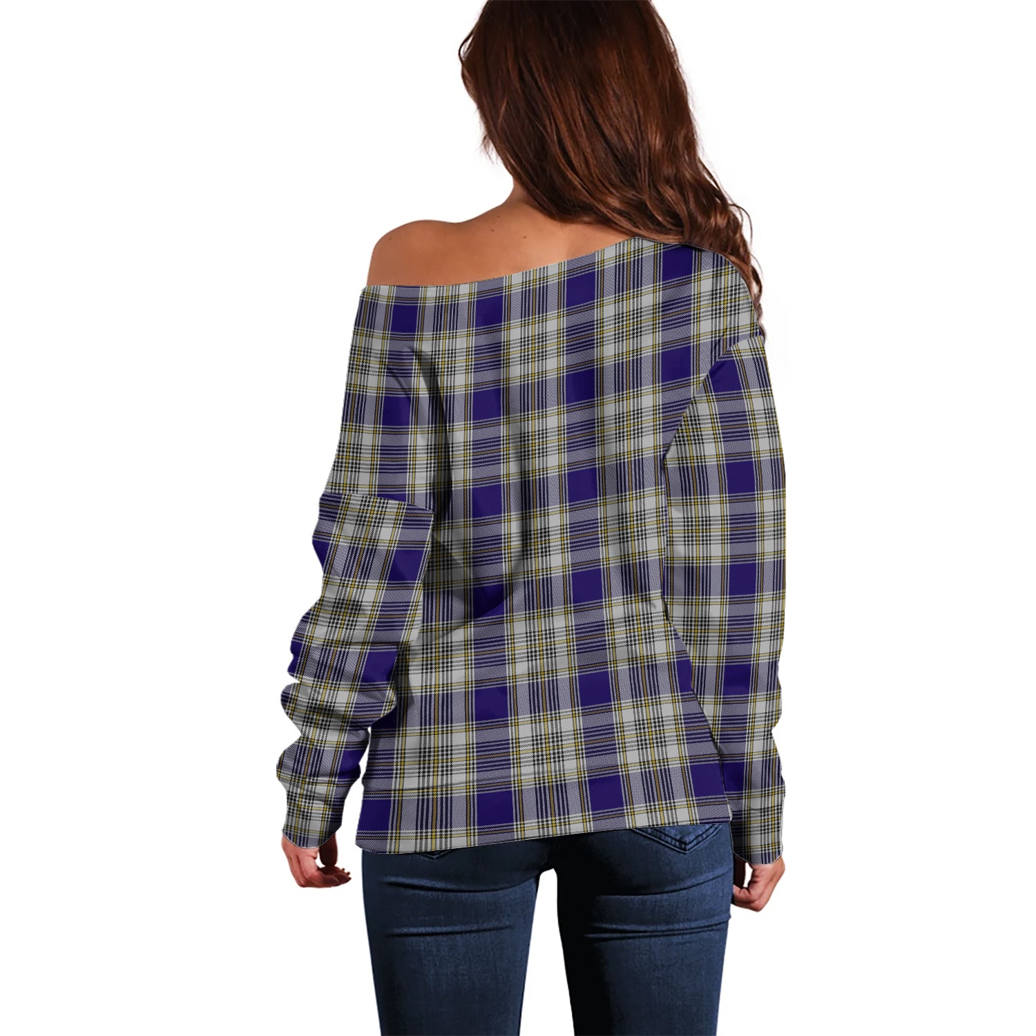 Livingston Dress Tartan Off Shoulder Women Sweater - Tartanvibesclothing