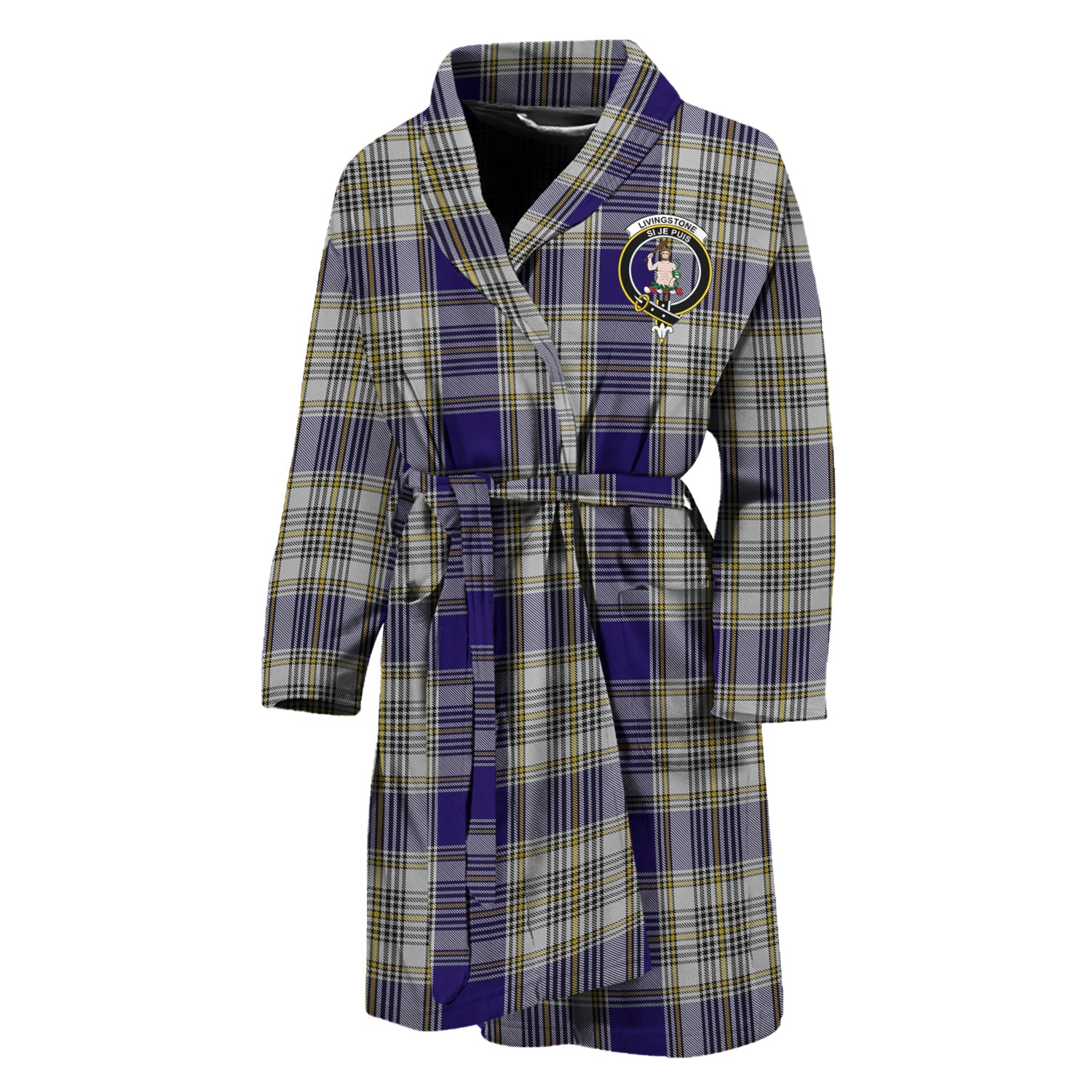 Livingstone Dress Tartan Bathrobe with Family Crest Unisex M - Tartan Vibes Clothing