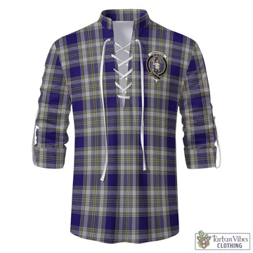 Livingstone Dress Tartan Men's Scottish Traditional Jacobite Ghillie Kilt Shirt with Family Crest