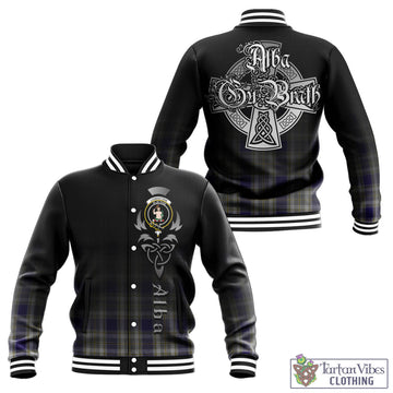 Livingstone Dress Tartan Baseball Jacket Featuring Alba Gu Brath Family Crest Celtic Inspired