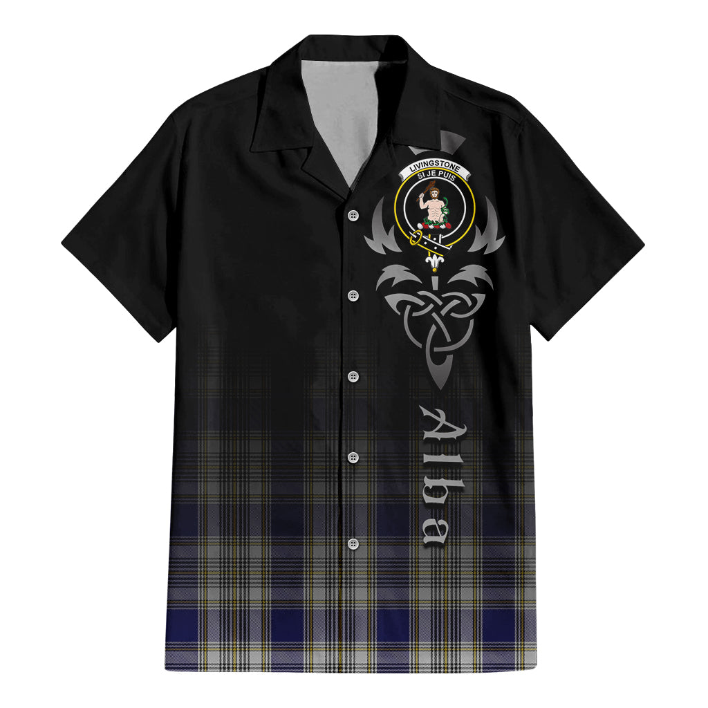 Tartan Vibes Clothing Livingston Dress Tartan Short Sleeve Button Up Featuring Alba Gu Brath Family Crest Celtic Inspired