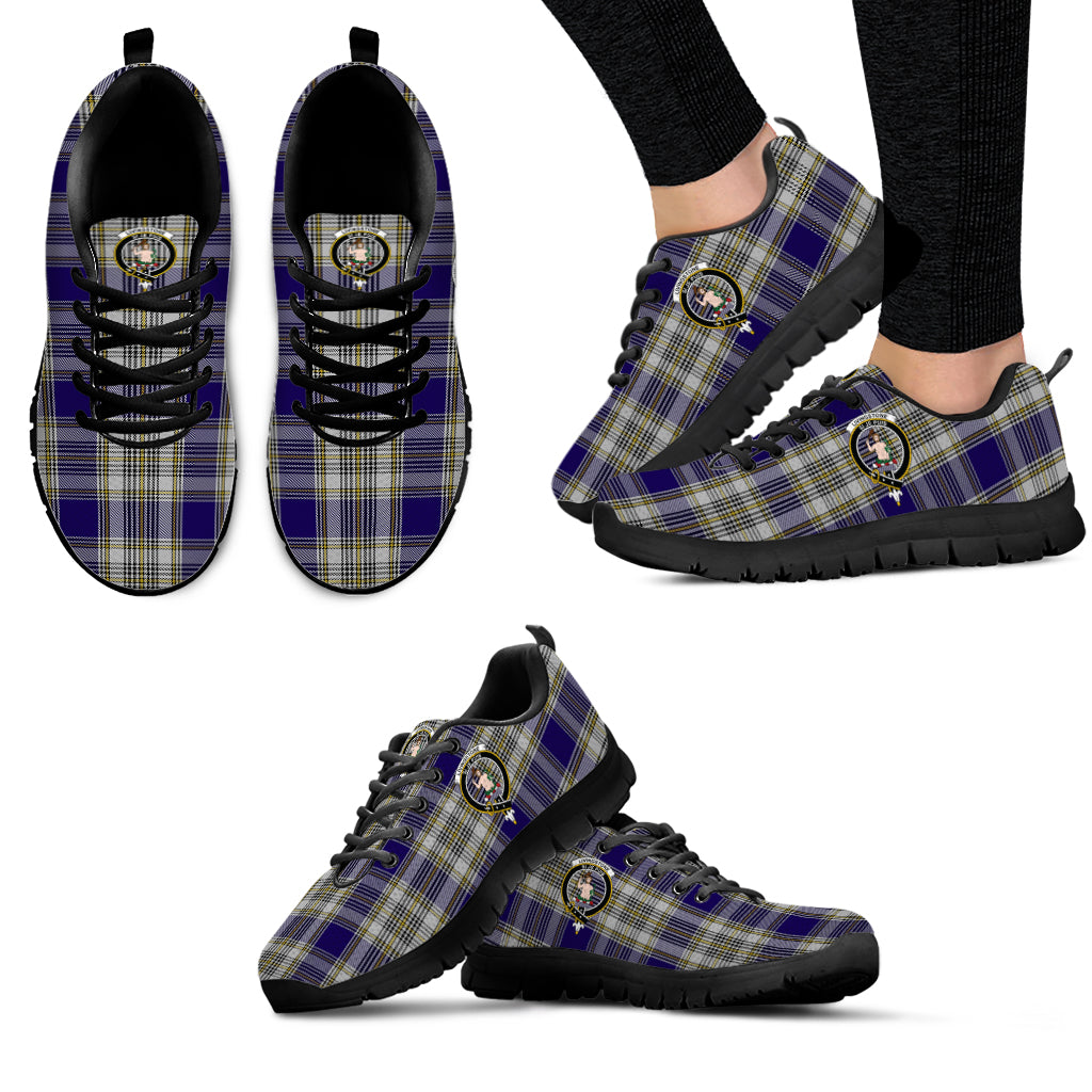 Livingstone Dress Tartan Sneakers with Family Crest - Tartan Vibes Clothing