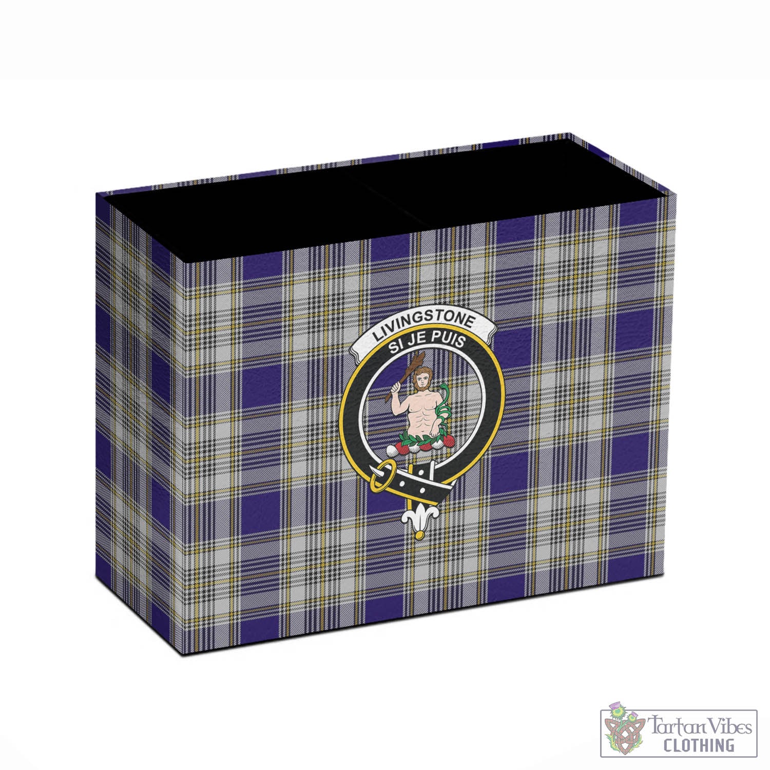 Tartan Vibes Clothing Livingston Dress Tartan Pen Holder with Family Crest