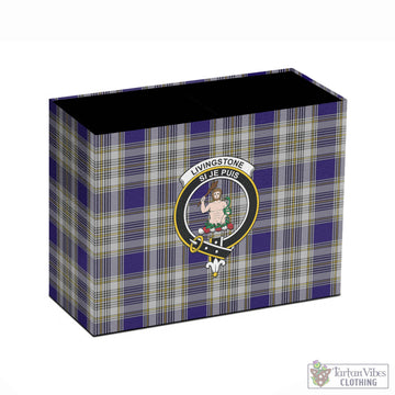 Livingstone Dress Tartan Pen Holder with Family Crest