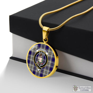 Livingstone Dress Tartan Circle Necklace with Family Crest