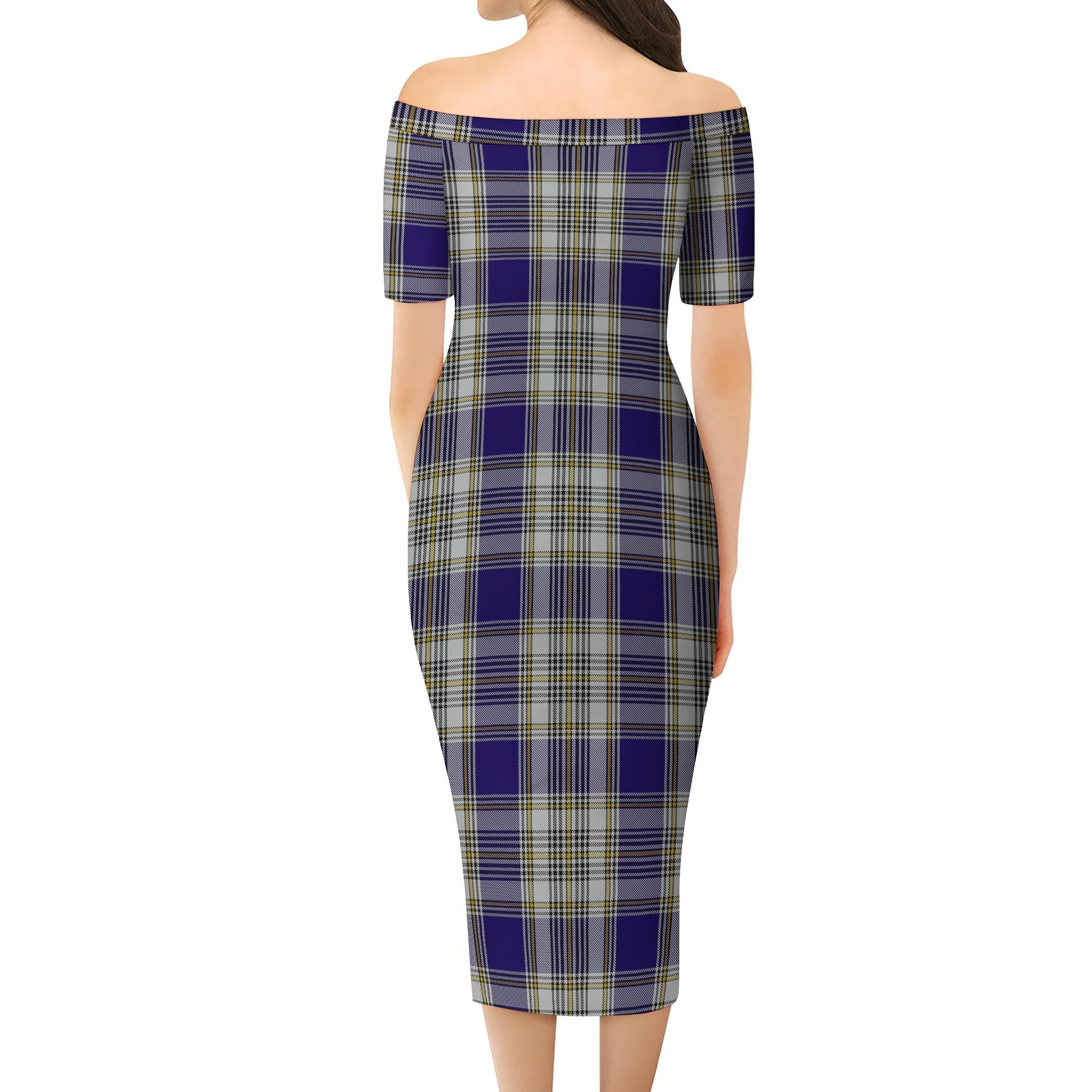 Livingston Dress Tartan Off Shoulder Lady Dress - Tartanvibesclothing