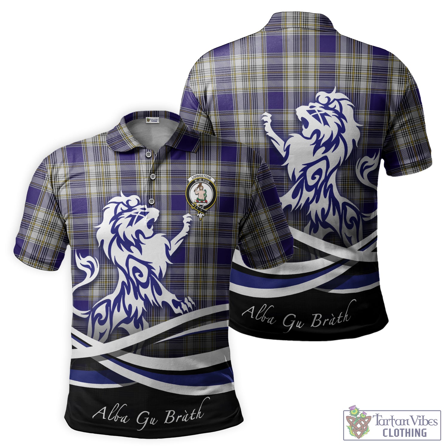 livingston-dress-tartan-polo-shirt-with-alba-gu-brath-regal-lion-emblem