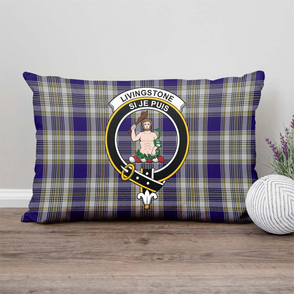 Livingston Dress Tartan Pillow Cover with Family Crest Rectangle Pillow Cover - Tartanvibesclothing