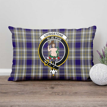 Livingstone Dress Tartan Pillow Cover with Family Crest