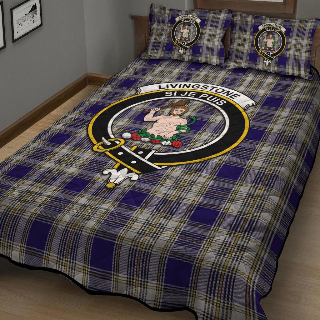 Livingstone Dress Tartan Quilt Bed Set with Family Crest - Tartan Vibes Clothing