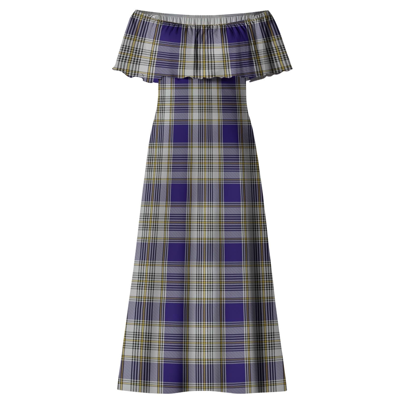 Livingston Dress Tartan Off Shoulder Long Dress - Tartanvibesclothing