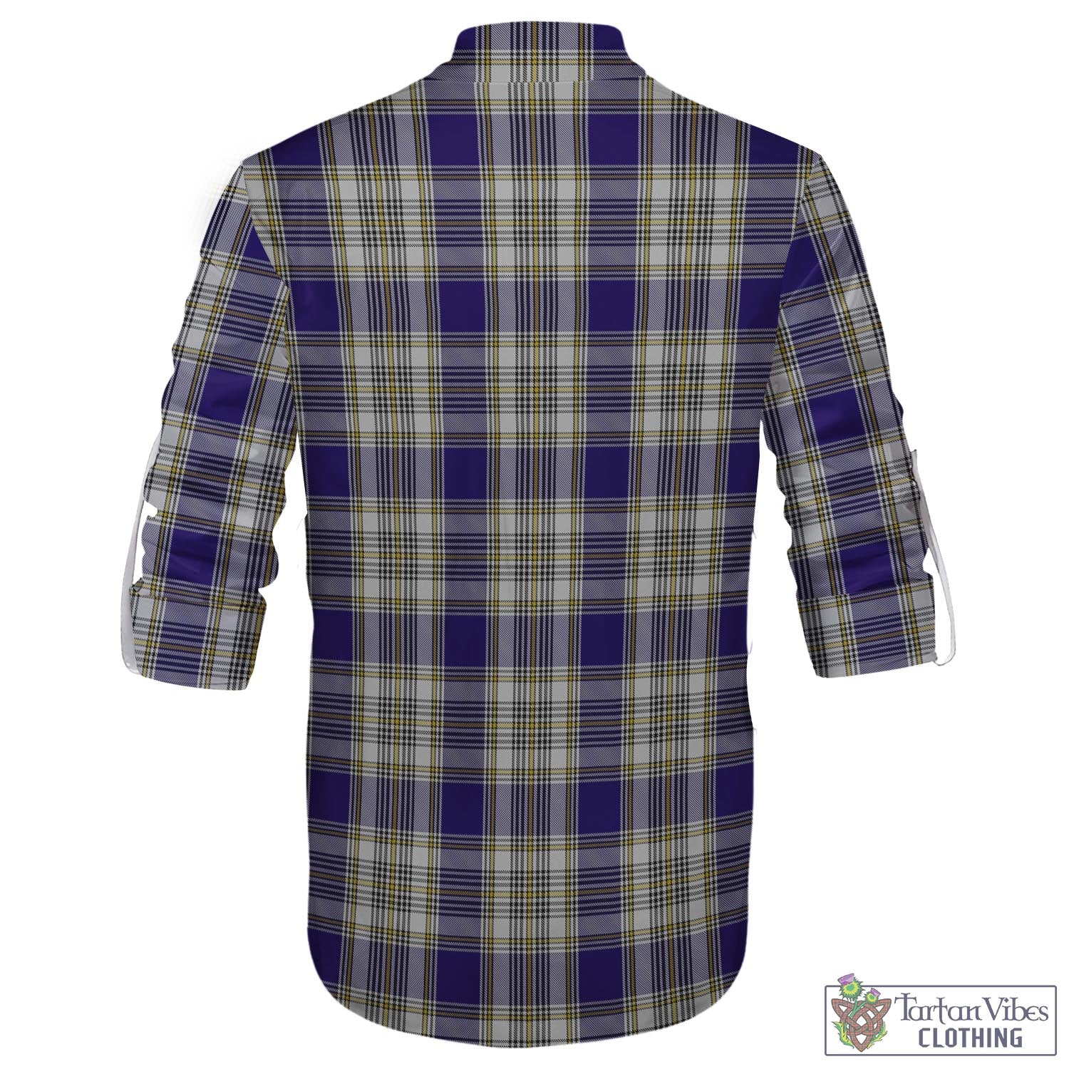 Tartan Vibes Clothing Livingston Dress Tartan Men's Scottish Traditional Jacobite Ghillie Kilt Shirt with Family Crest