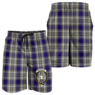 Livingstone Dress Tartan Mens Shorts with Family Crest