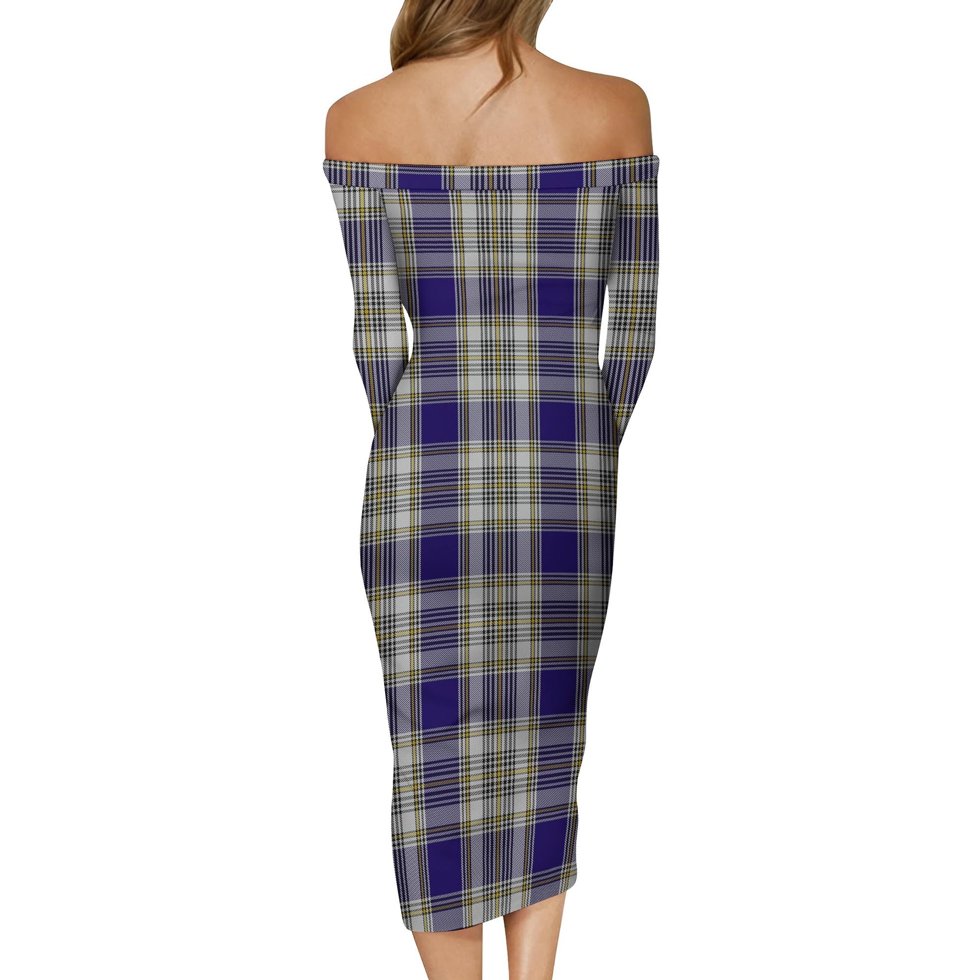 Livingston Dress Tartan Off Shoulder Lady Dress - Tartanvibesclothing