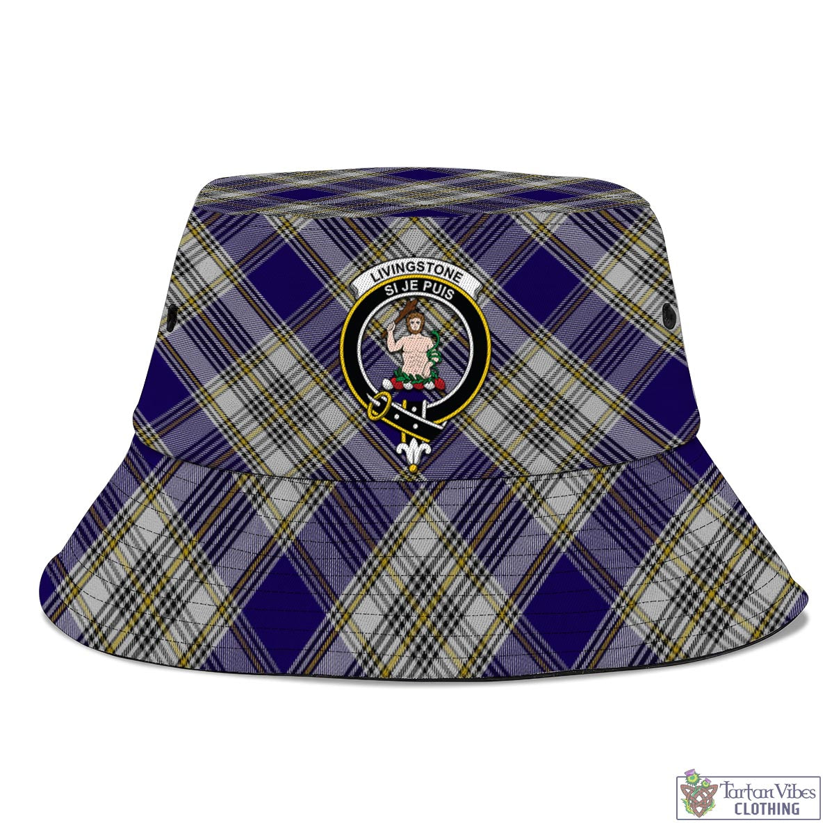 Tartan Vibes Clothing Livingston Dress Tartan Bucket Hat with Family Crest