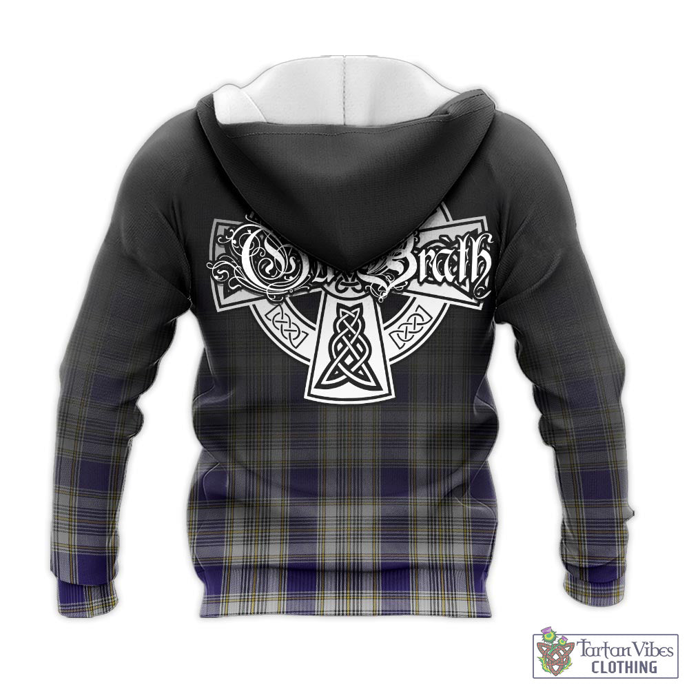 Tartan Vibes Clothing Livingston Dress Tartan Knitted Hoodie Featuring Alba Gu Brath Family Crest Celtic Inspired