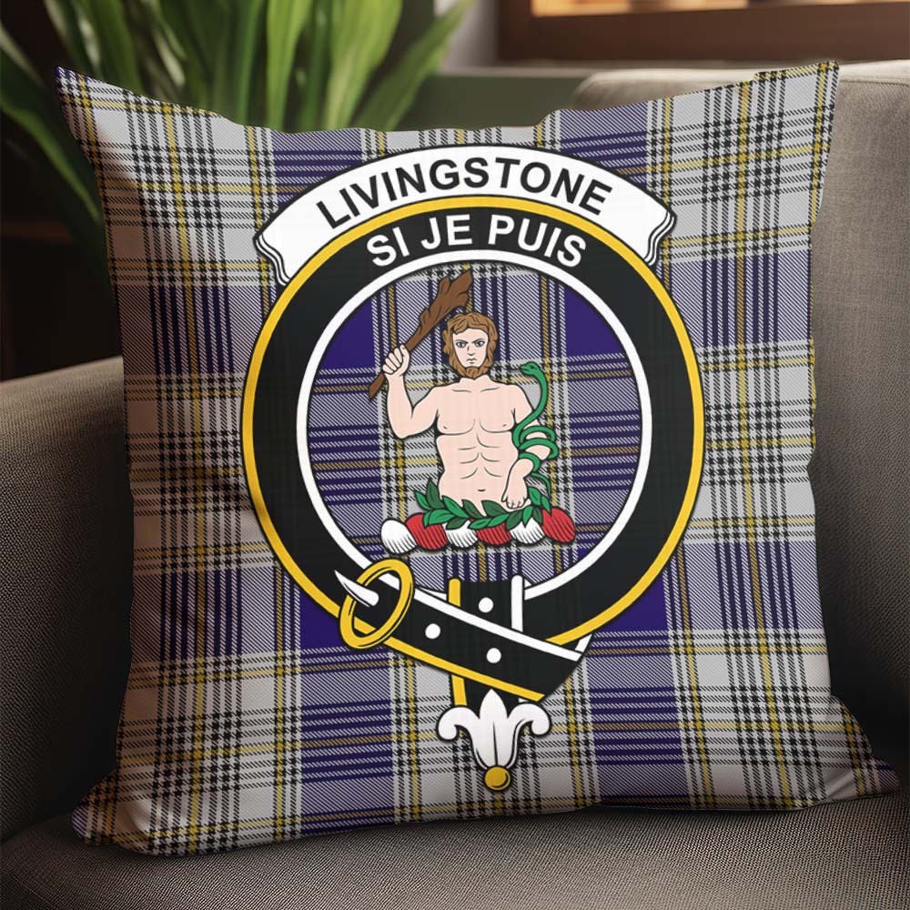 Livingston Dress Tartan Pillow Cover with Family Crest - Tartanvibesclothing