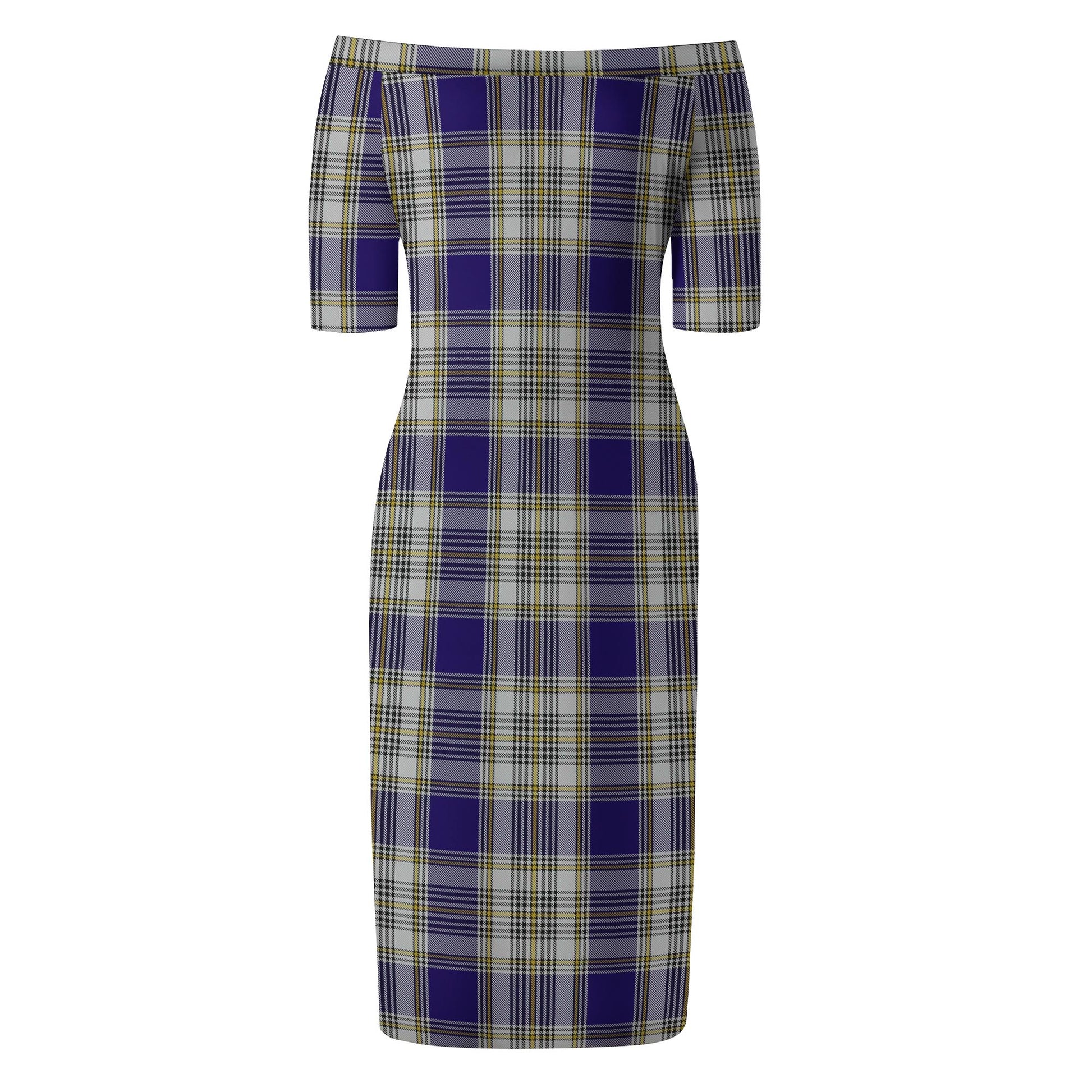 Livingston Dress Tartan Off Shoulder Lady Dress - Tartanvibesclothing