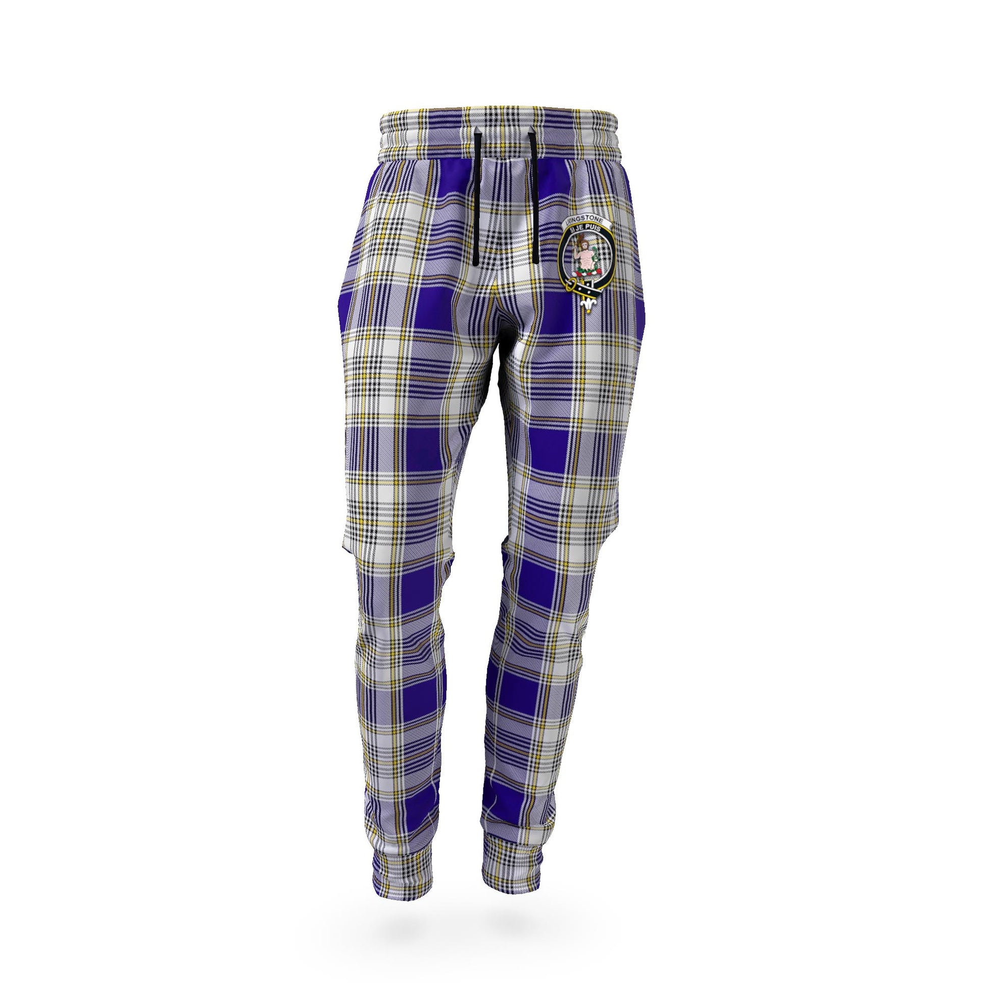 Livingston Dress Tartan Joggers Pants with Family Crest - Tartanvibesclothing