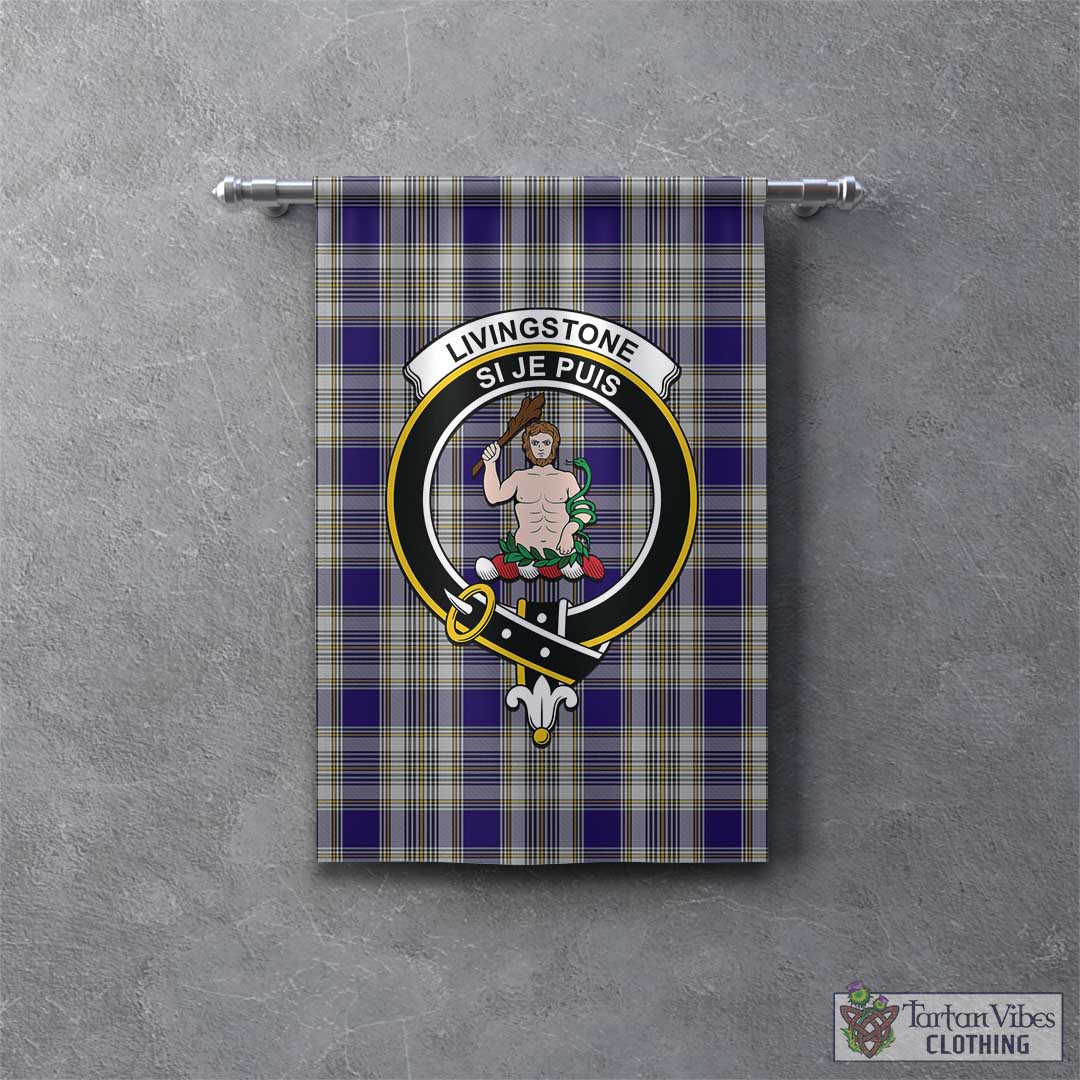 Tartan Vibes Clothing Livingston Dress Tartan Gonfalon, Tartan Banner with Family Crest