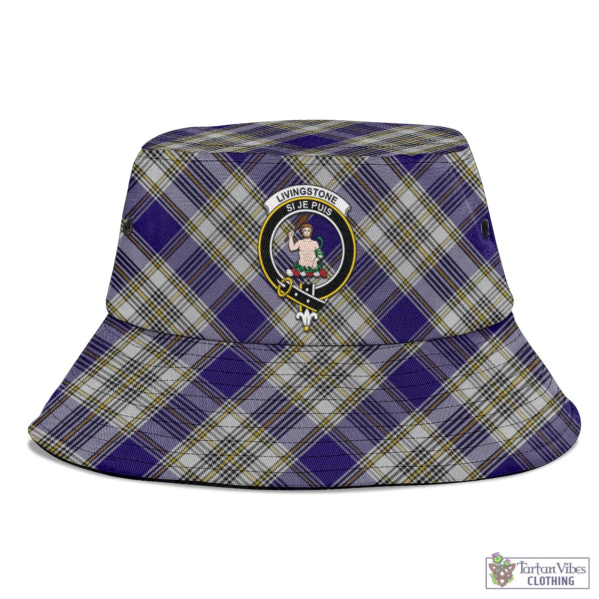 Tartan Vibes Clothing Livingston Dress Tartan Bucket Hat with Family Crest