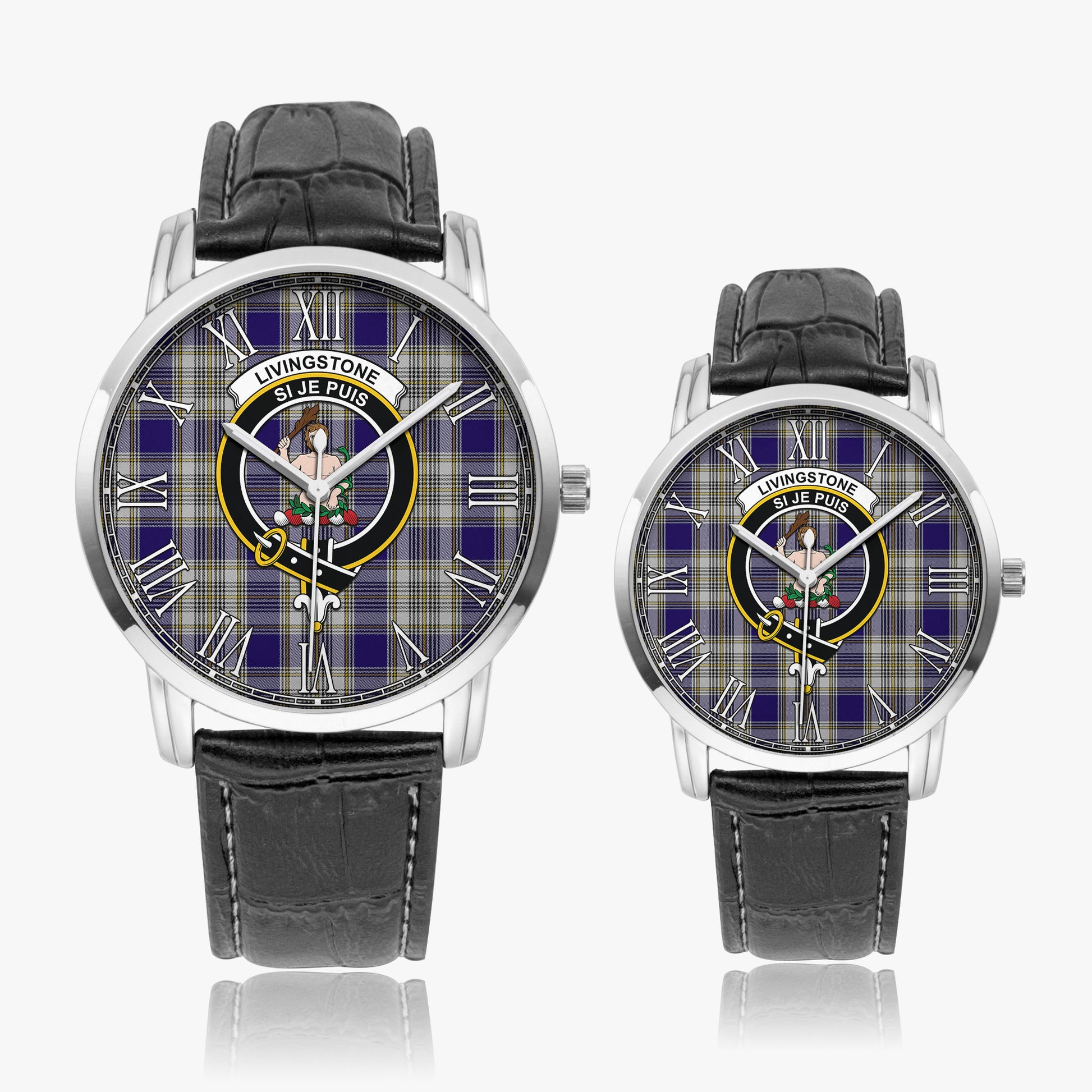 Livingston Dress Tartan Family Crest Leather Strap Quartz Watch - Tartanvibesclothing