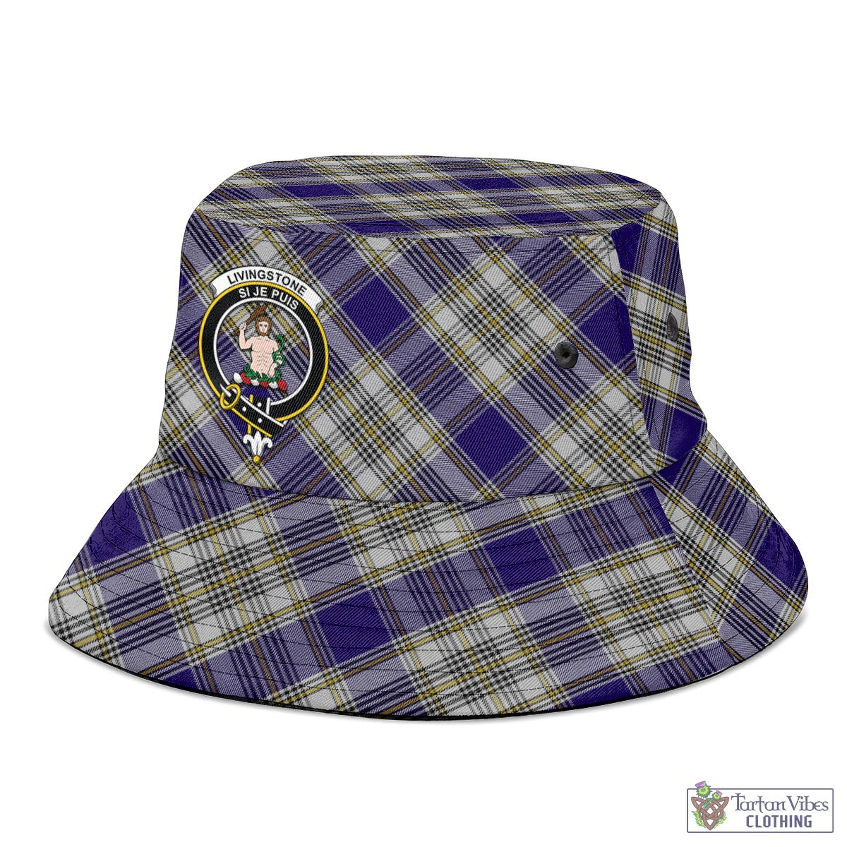 Tartan Vibes Clothing Livingston Dress Tartan Bucket Hat with Family Crest