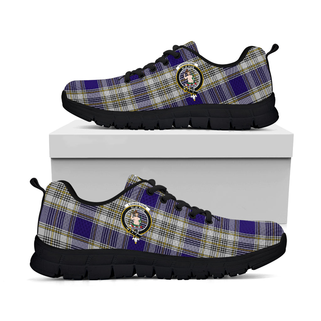 Livingstone Dress Tartan Sneakers with Family Crest - Tartan Vibes Clothing