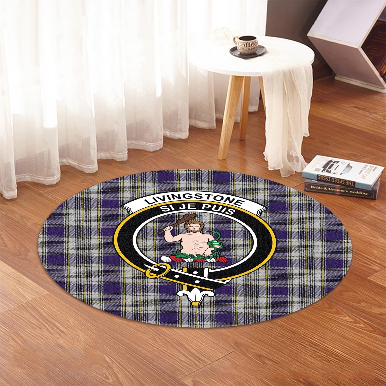 livingston-dress-tartan-round-rug-with-family-crest