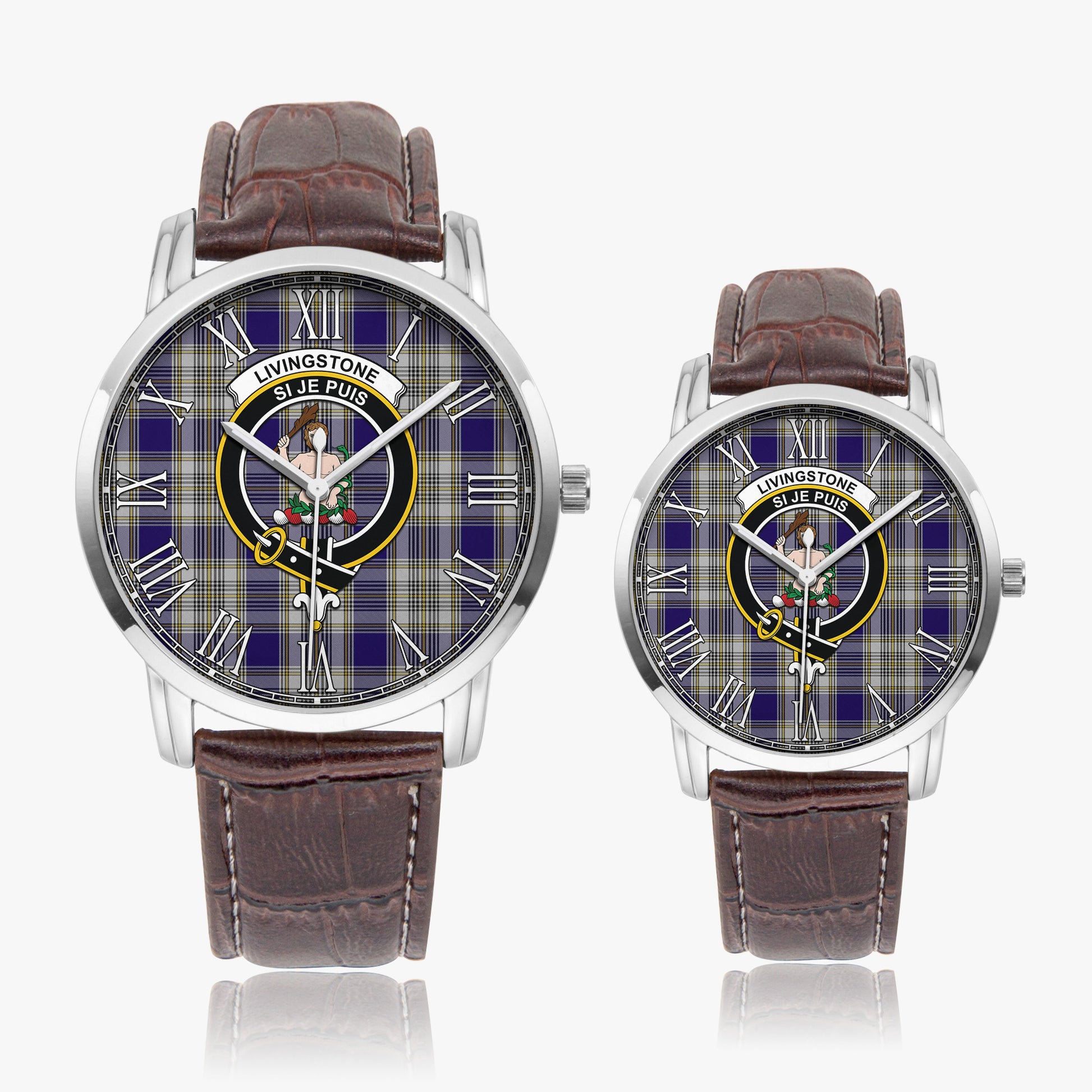 Livingston Dress Tartan Family Crest Leather Strap Quartz Watch - Tartanvibesclothing