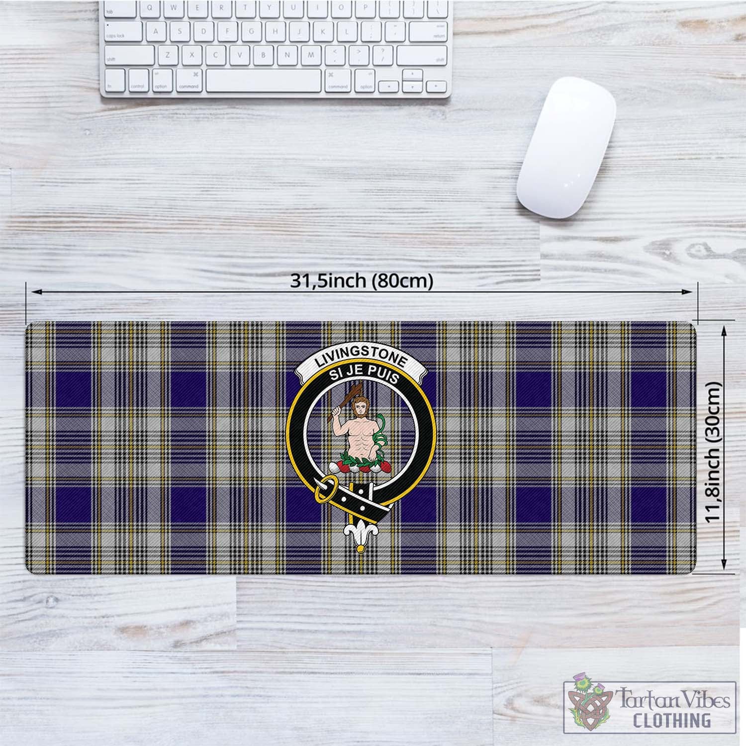 Tartan Vibes Clothing Livingston Dress Tartan Mouse Pad with Family Crest