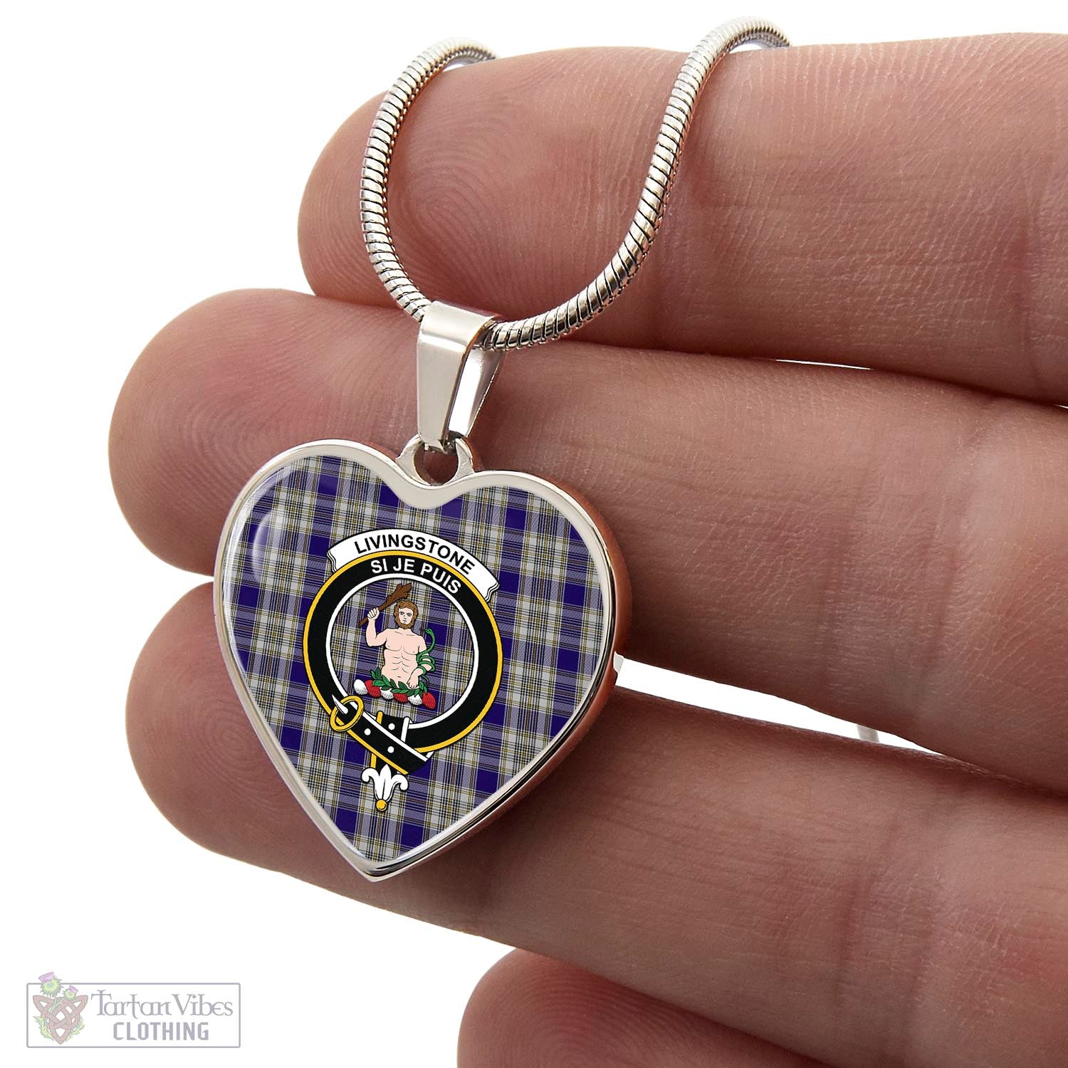 Tartan Vibes Clothing Livingston Dress Tartan Heart Necklace with Family Crest