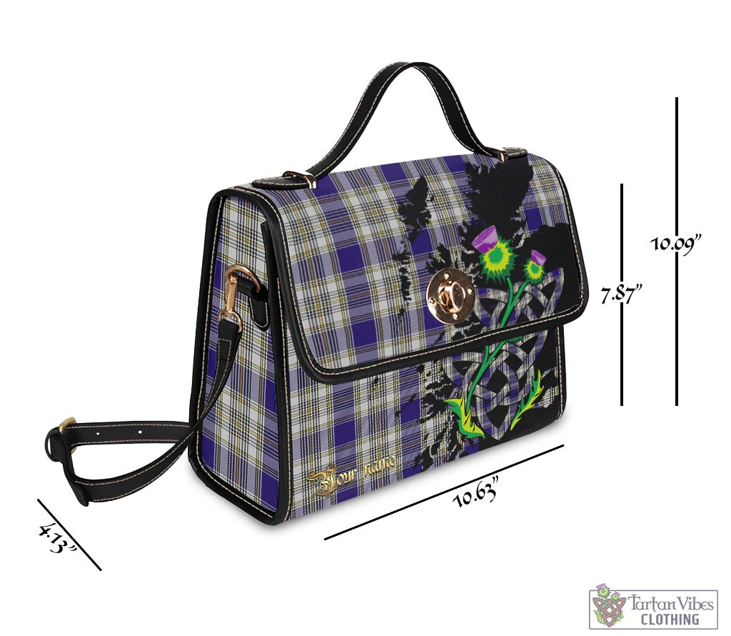 Tartan Vibes Clothing Livingston Dress Tartan Waterproof Canvas Bag with Scotland Map and Thistle Celtic Accents